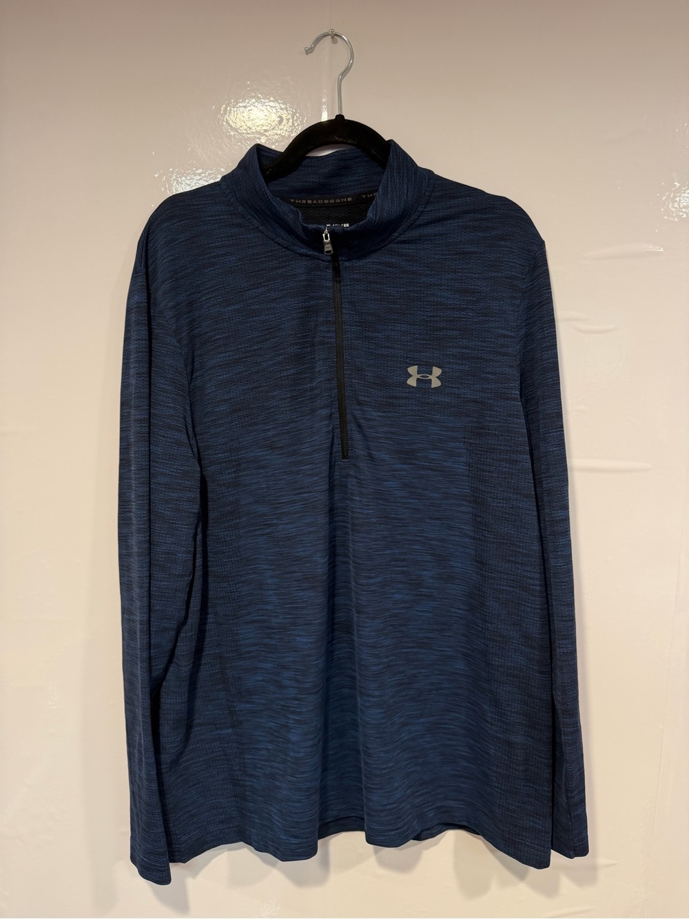 Under Armour Mens XL Navy Blue Threadborne HeatGear Quarter-Zip Pullover